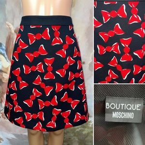 Boutique Moschino Black And Red Skirt Bows A-line Mini Size 6 Small